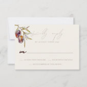 Waterverf Olijftak Bruiloft RSVP Response Kaart (Voorkant)