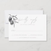 Waterverf Olijftak Bruiloft RSVP Response Kaart (Voorkant)