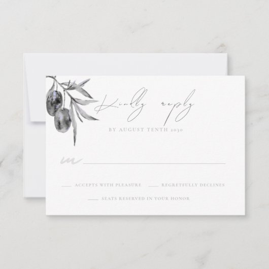 Waterverf Olijftak Bruiloft RSVP Response Kaart (Voorkant)