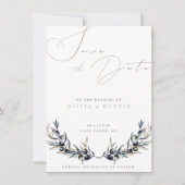 Waterverf Olijftak Bruiloft Save the Date Kaart (Voorkant)