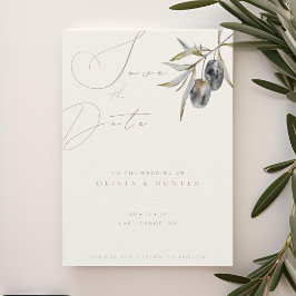 Waterverf Olijftak Bruiloft Save the Date Kaart