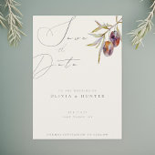 Waterverf Olijftak Bruiloft Save the Date Kaart