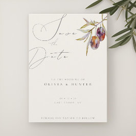 Waterverf Olijftak Bruiloft Save the Date Kaart