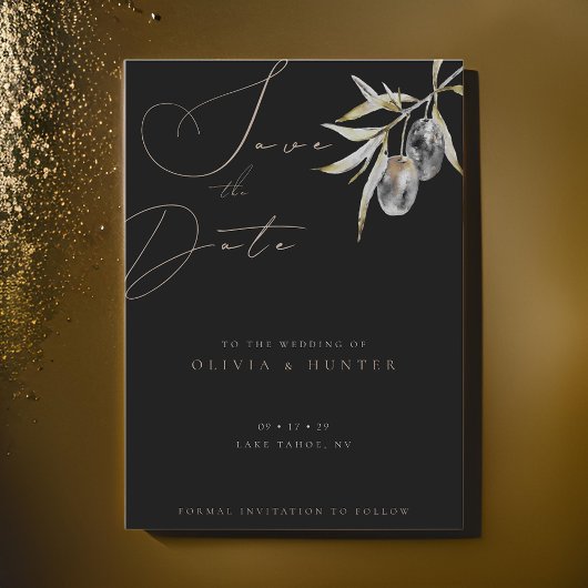 Waterverf Olijftak Bruiloft Save the Date Kaart