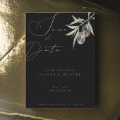 Waterverf Olijftak Bruiloft Save the Date Kaart