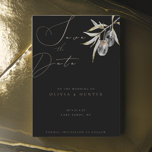 Waterverf Olijftak Bruiloft Save the Date Kaart