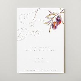 Waterverf Olijftak Bruiloft Save the Date Kaart