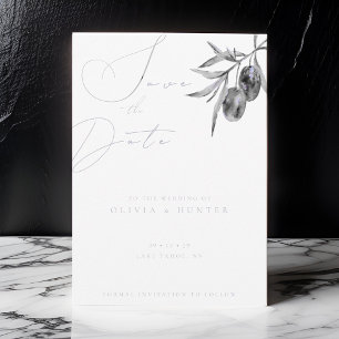 Waterverf Olijftak Bruiloft Save the Date Kaart