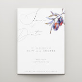 Waterverf Olijftak Bruiloft Save the Date Kaart