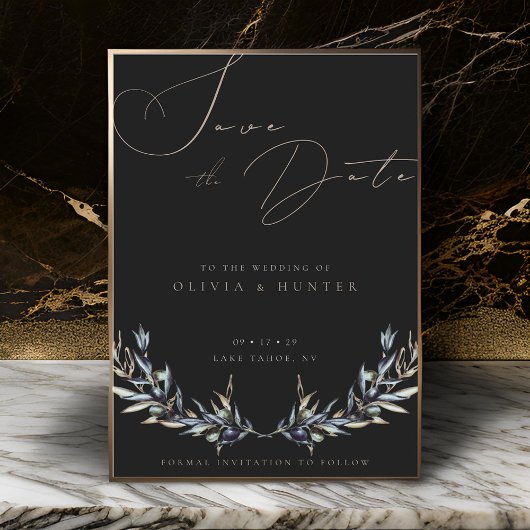 Waterverf Olijftak Bruiloft Save the Date Kaart