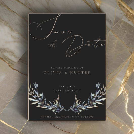 Waterverf Olijftak Bruiloft Save the Date Kaart