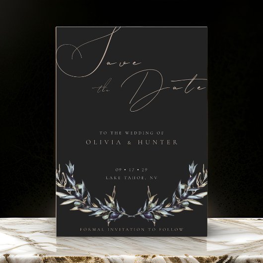 Waterverf Olijftak Bruiloft Save the Date Kaart