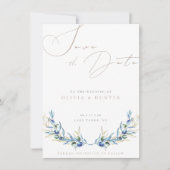 Waterverf Olijftak Bruiloft Save the Date Kaart (Voorkant)