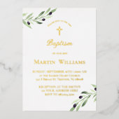 waterverf olijftak Doop Folie Uitnodiging (Voorkant)