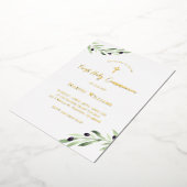 waterverf olijftak Eerste Heilige Communie Folie Uitnodiging (Gedraaid)