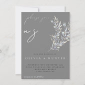 Waterverf Olijftak Foto Huwelijksuitnodiging (Voorkant)