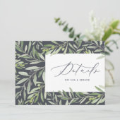 Waterverf olijftak gebladerte trouwdetails aankondiging (Staand voorkant)