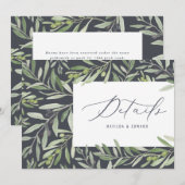 Waterverf olijftak gebladerte trouwdetails aankondiging (Voorkant / Achterkant)
