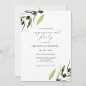 Waterverf Olijftak Green Engagement Party Kaart (Voorkant)