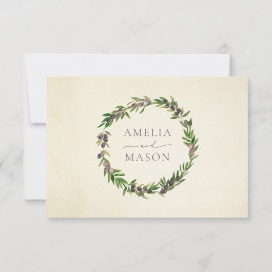  Waterverf Olijftak Grieks Huwelijk RSVP (Achterkant)