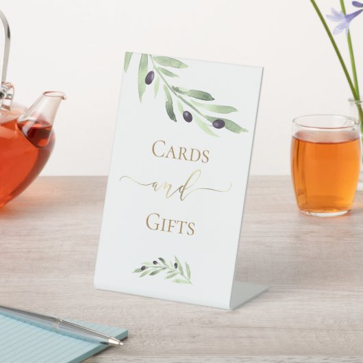 waterverf olijftak kaarten en geschenken teken reclamebord met voetstuk (Insitu)