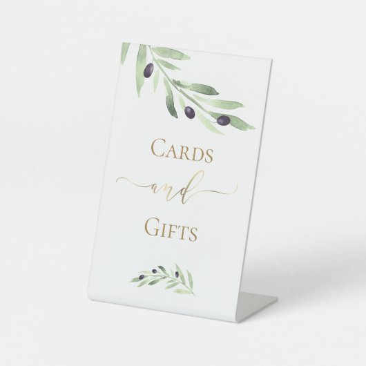 waterverf olijftak kaarten en geschenken teken reclamebord met voetstuk (Voorkant)