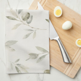 Waterverf Olijftak Keukenhanddoek