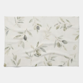 Waterverf Olijftak Keukenhanddoek
