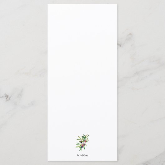 Waterverf Olijftak Menu (Achterkant)