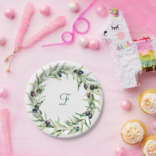 Waterverf Olijftak Papier Borden Papieren Bordje (Feest)