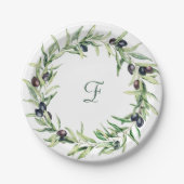 Waterverf Olijftak Papier Borden Papieren Bordje (Voorkant)
