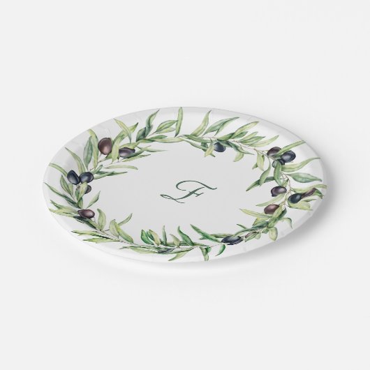 Waterverf Olijftak Papier Borden Papieren Bordje (Gekanteld)