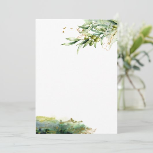 Waterverf Olijftak Papier Kaart (Staand voorkant)