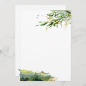 Waterverf Olijftak Papier Kaart (Voorkant / Achterkant)