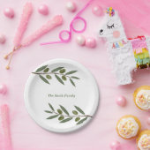 Waterverf Olijftak Papieren Bordje (Feest)