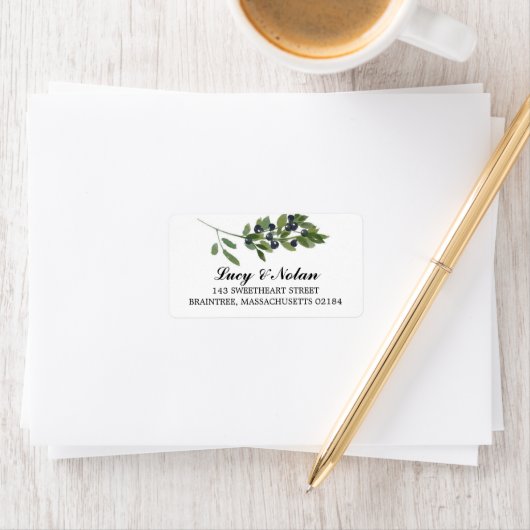 Waterverf Olijftak | Postadres Etiket (Insitu)