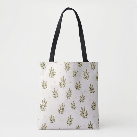 Waterverf Olijftak Tote Tas | Mediterraan B (Voorkant)
