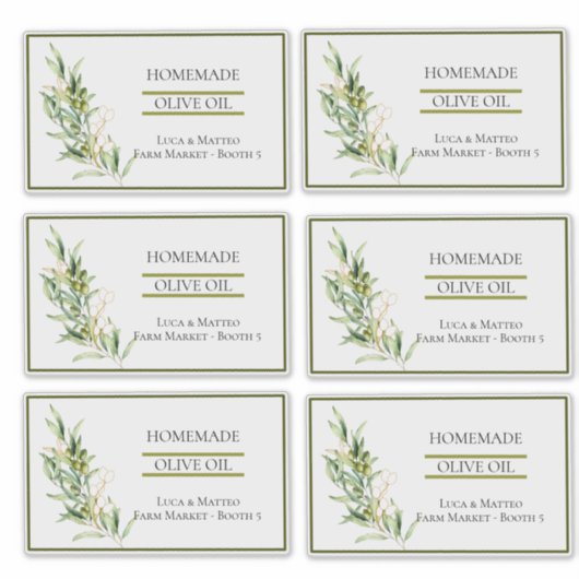 Waterverf Olijftak Transparante productetiketten Sticker (Voorkant)