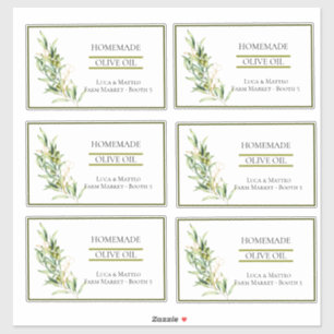 Waterverf Olijftak Transparante productetiketten Sticker