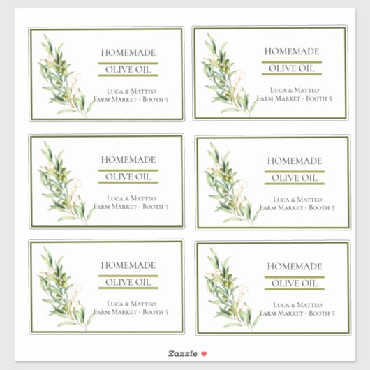 Waterverf Olijftak Transparante productetiketten Sticker (Vel)