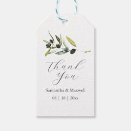 Waterverf Olijftak Trouw Favor Taggen Cadeaulabel
