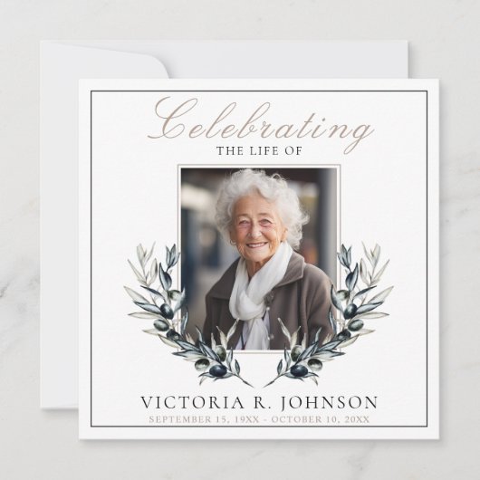 Waterverf olijftak viering van het leven kaart (Voorkant)