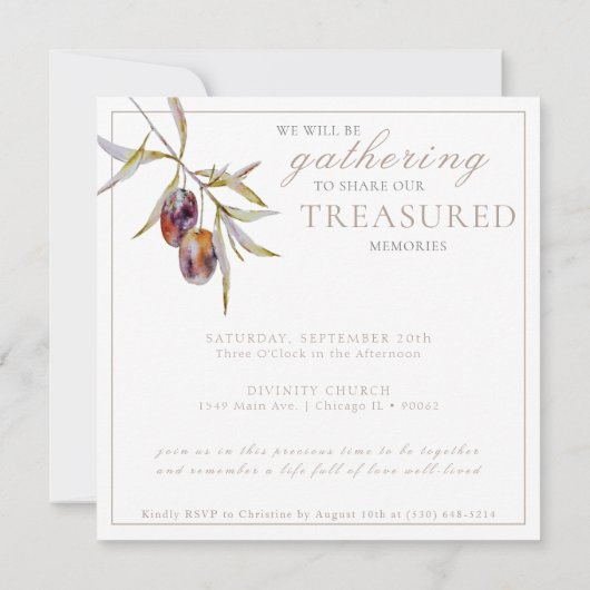 Waterverf olijftak viering van het leven kaart (Achterkant)