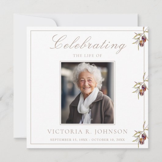 Waterverf olijftak viering van het leven kaart (Voorkant)