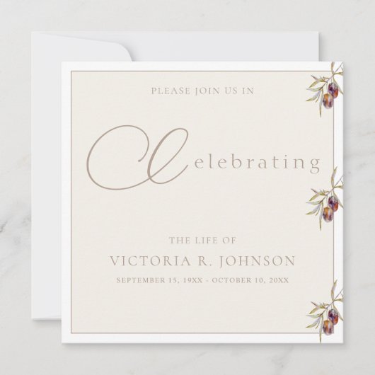 Waterverf olijftak viering van het leven kaart (Voorkant)