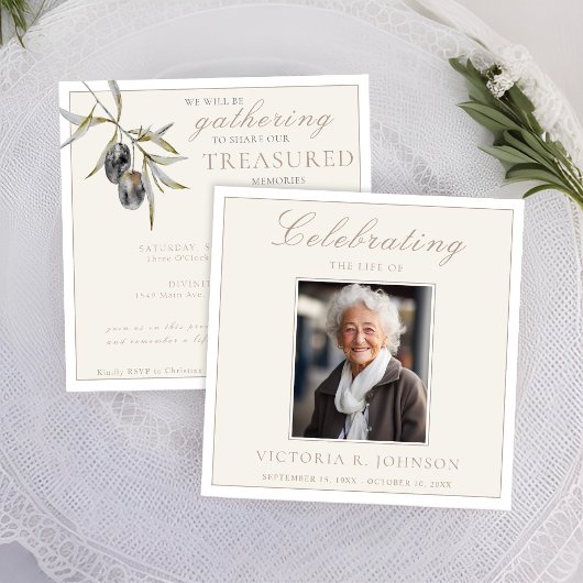 Waterverf olijftak viering van het leven kaart