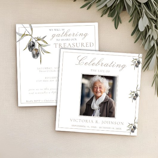 Waterverf olijftak viering van het leven kaart