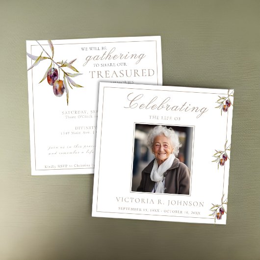 Waterverf olijftak viering van het leven kaart