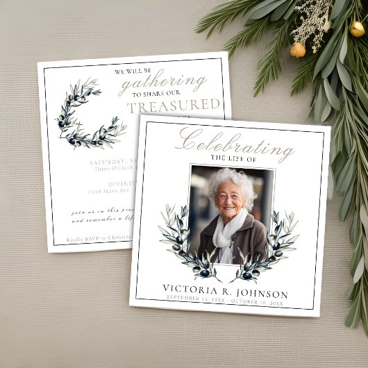 Waterverf olijftak viering van het leven kaart