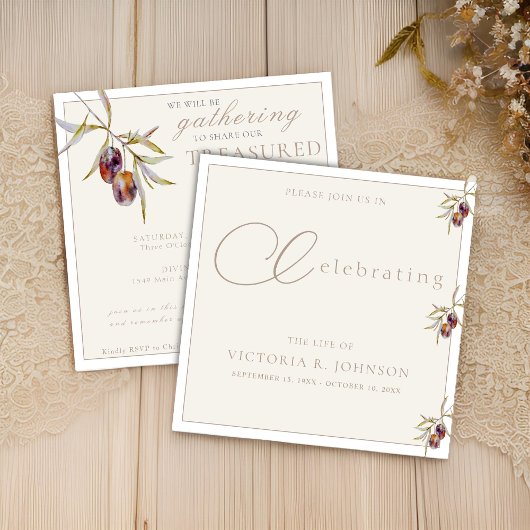 Waterverf olijftak viering van het leven kaart